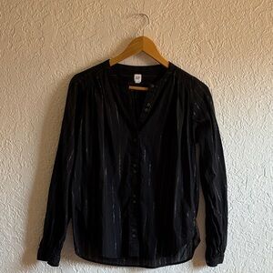 GAP Black Striped Button-Up Shirt